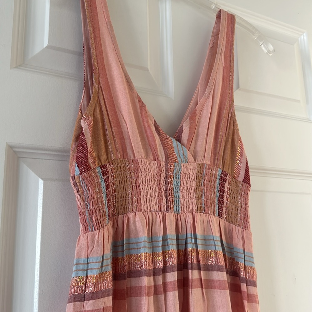 L SPACE STUNNING Cotton/Viscose Blend Maxi Dress w Smocking at Rib Cage XS BNWT - Picture 6 of 10